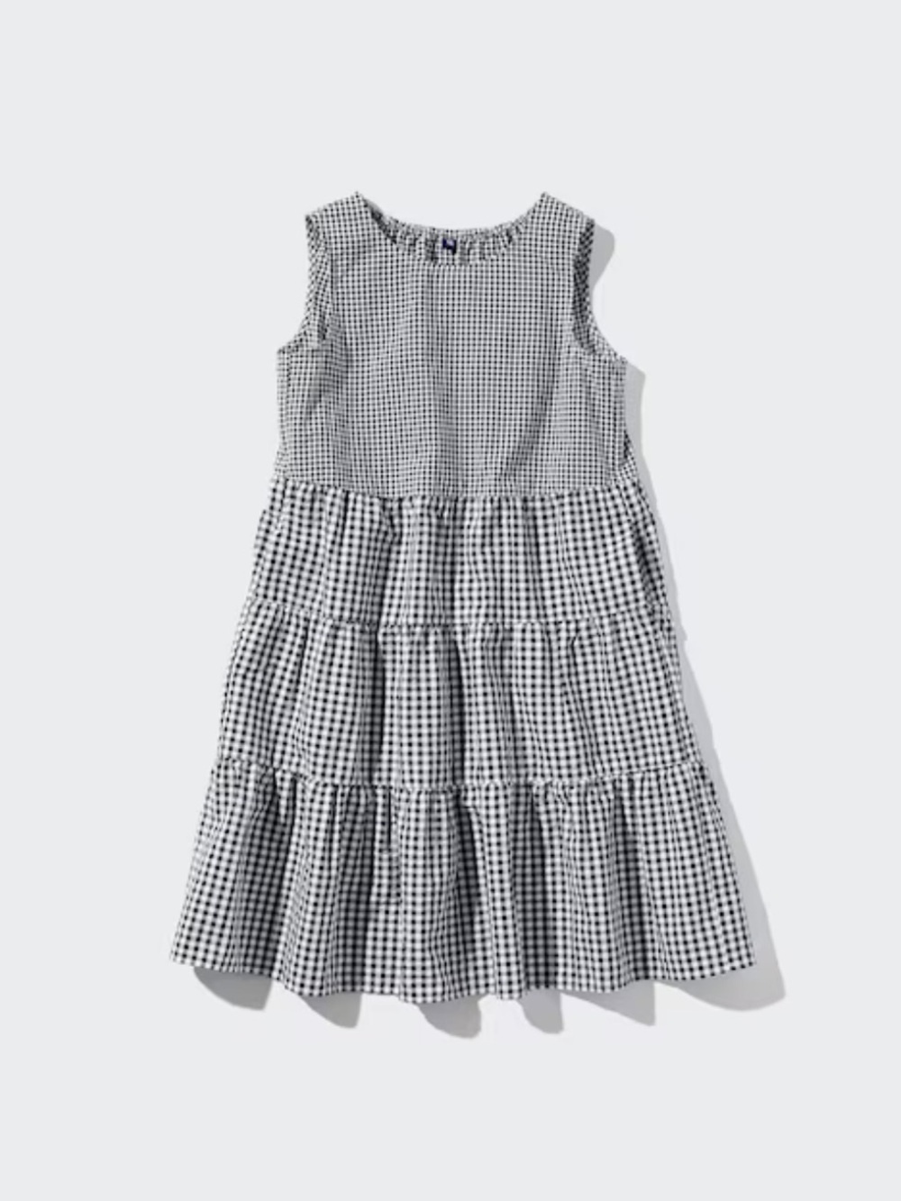UNIQLO Kids Black and White Gingham Checkered Tiered Sleeveless Dress